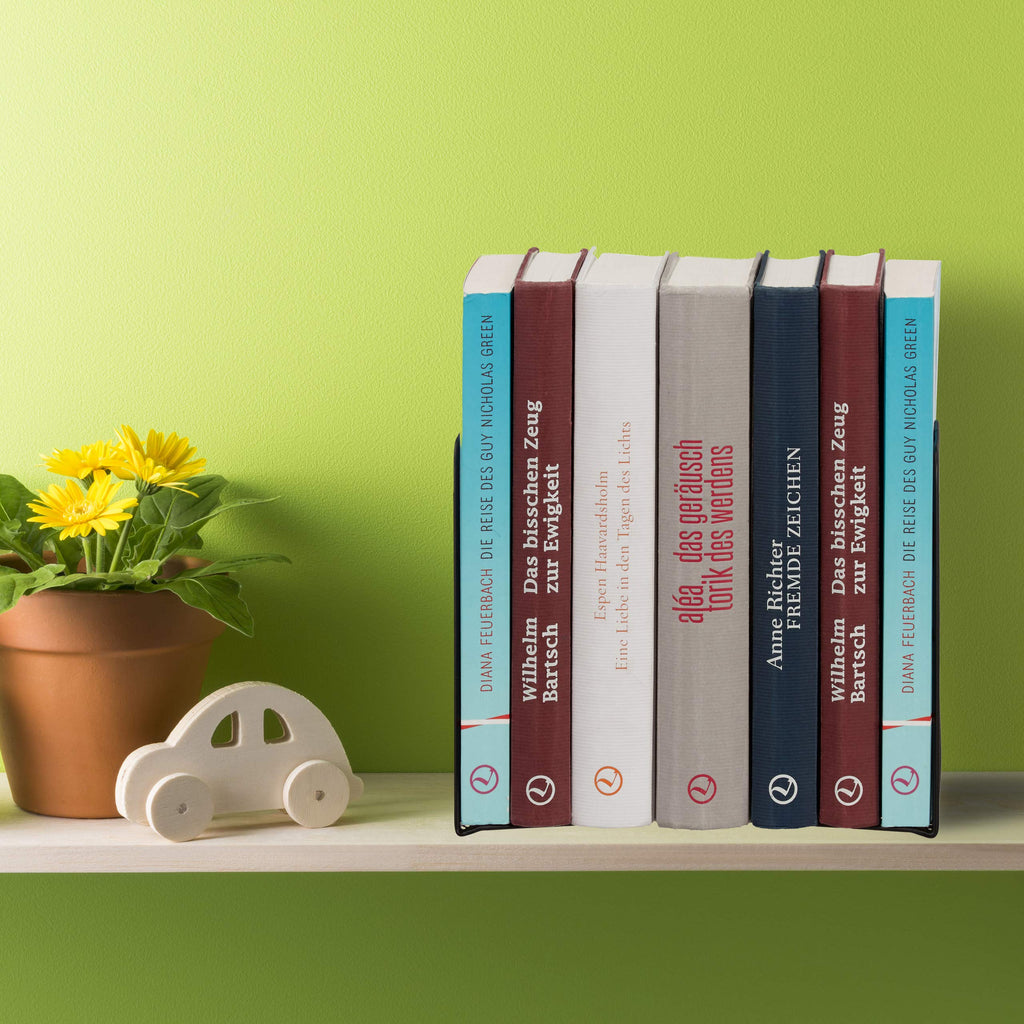 Set of 2 Bookends for Books, CDs & DVDs, 14.5 x 12.5 x 9 cm, Black