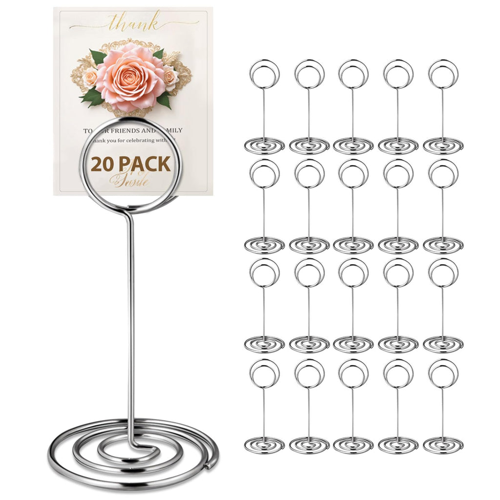 Silver Spiral Table Number Holders — 20 Pack