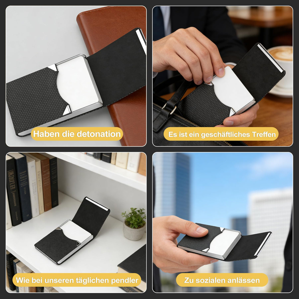 Stainless Steel Magnetic Business Card Holder — Slim RFID Card Case