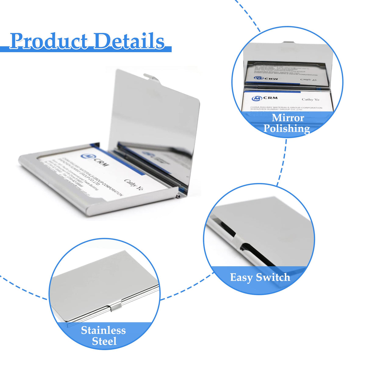 Stainless Steel Slim Business Card Holder - Pocket Card Case