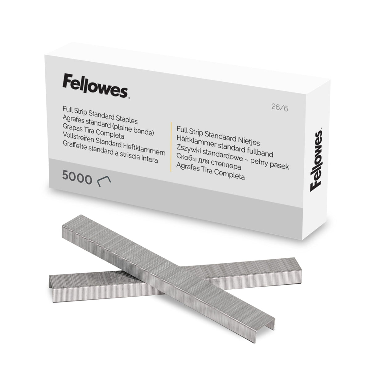Staples 26/6mm for Full-Strip Staplers — Box of 5000 Silver