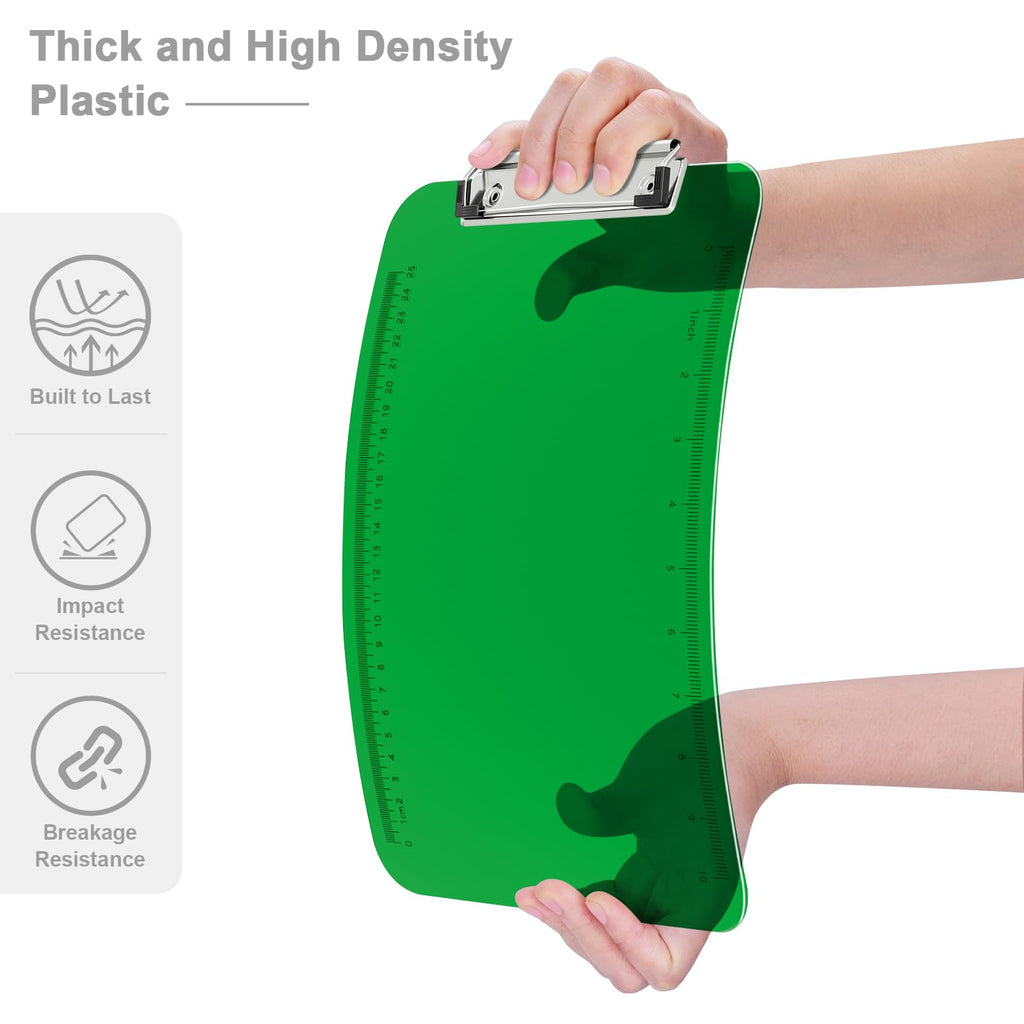 Translucent Plastic Clipboard, Low Profile Letter Size 12.5 x 9 in (Green)