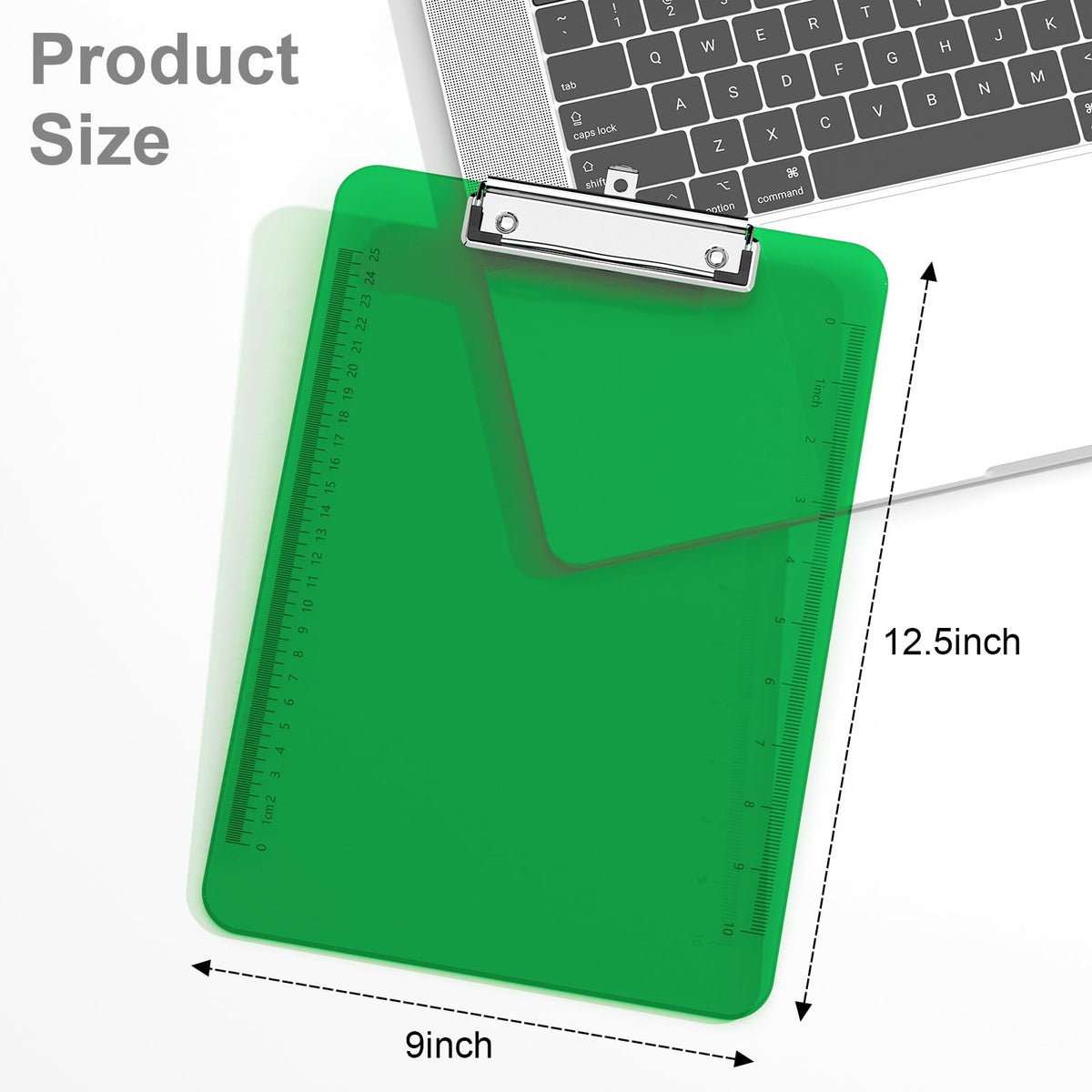 Translucent Plastic Clipboard, Low Profile Letter Size 12.5 x 9 in (Green)