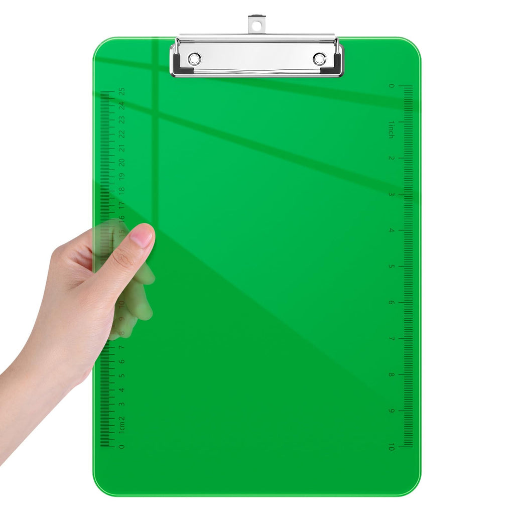 Translucent Plastic Clipboard, Low Profile Letter Size 12.5 x 9 in (Green)