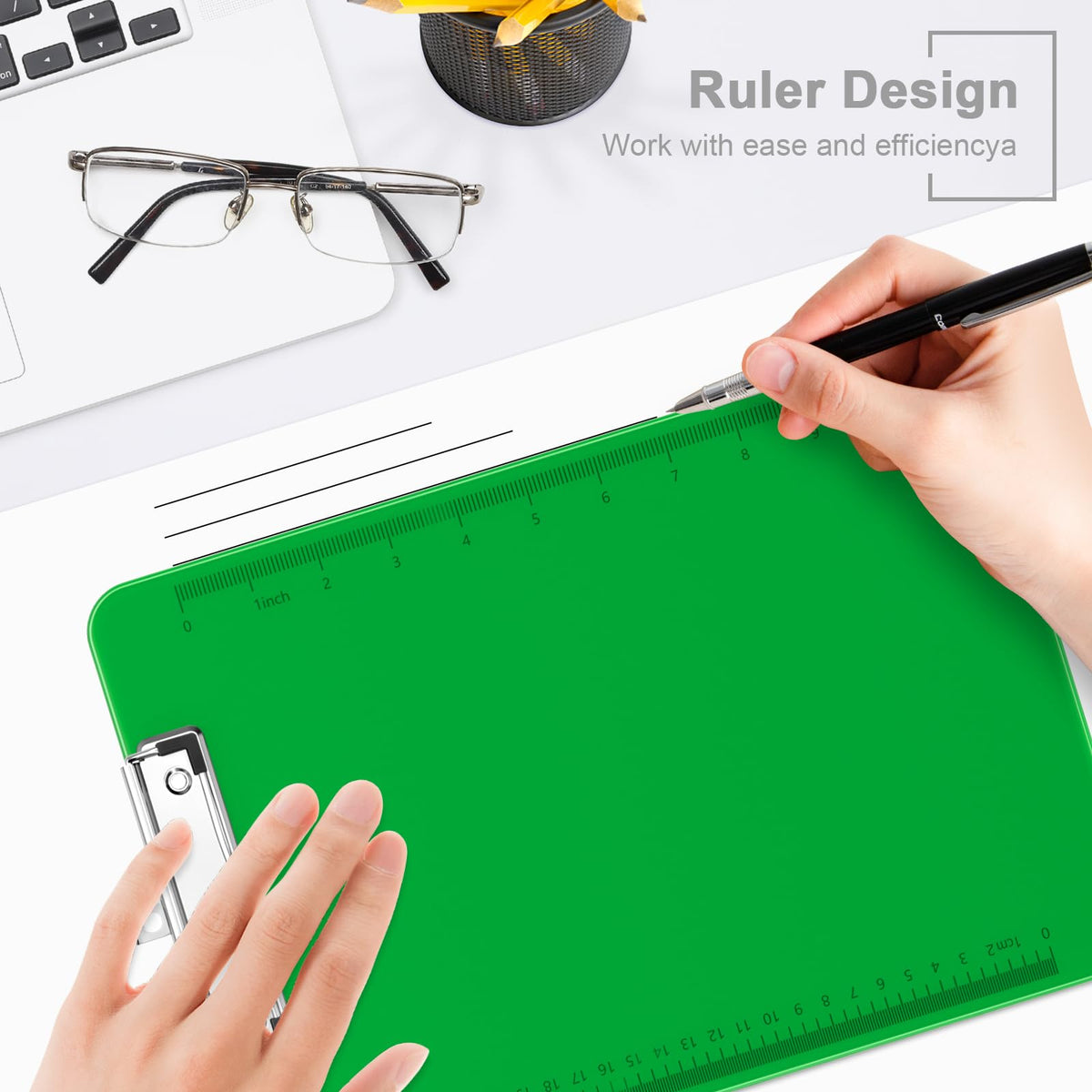 Translucent Plastic Clipboard, Low Profile Letter Size 12.5 x 9 in (Green)
