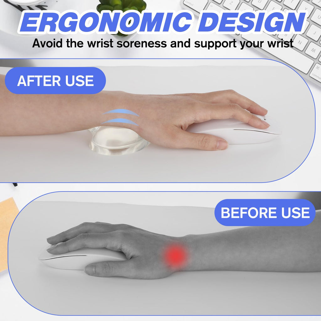 Transparent Gel Silicone Mouse Wrist Rest — Ergonomic Soft Wrist Pad