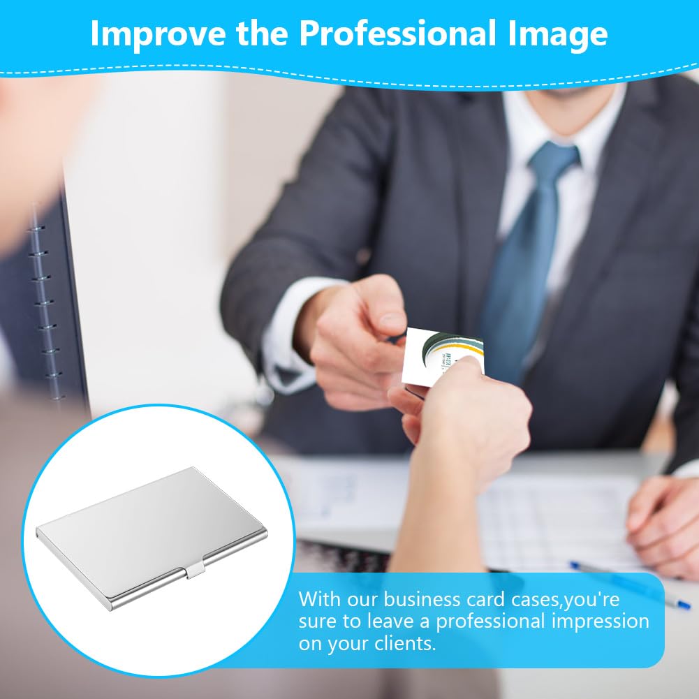 Ultra-Thin Stainless Steel Business Card Holder, Silver