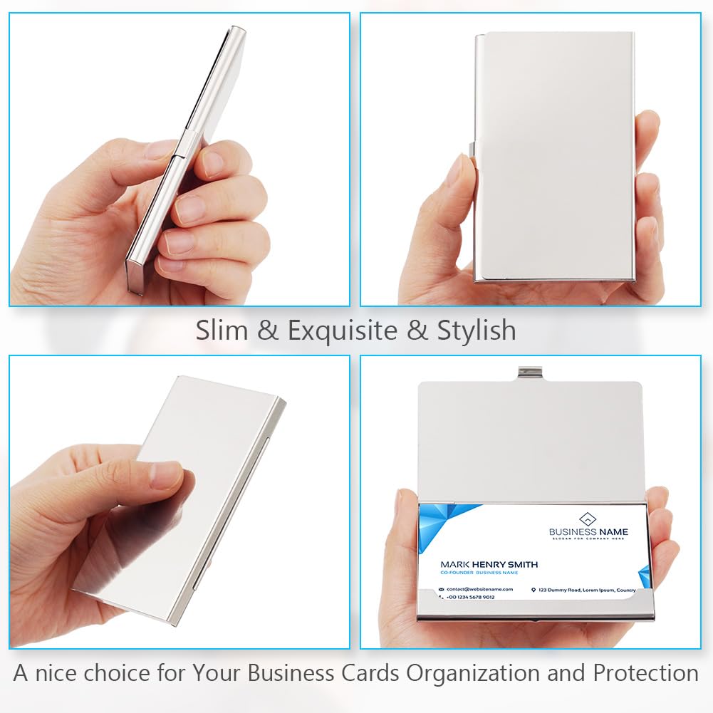 Ultra-Thin Stainless Steel Business Card Holder, Silver