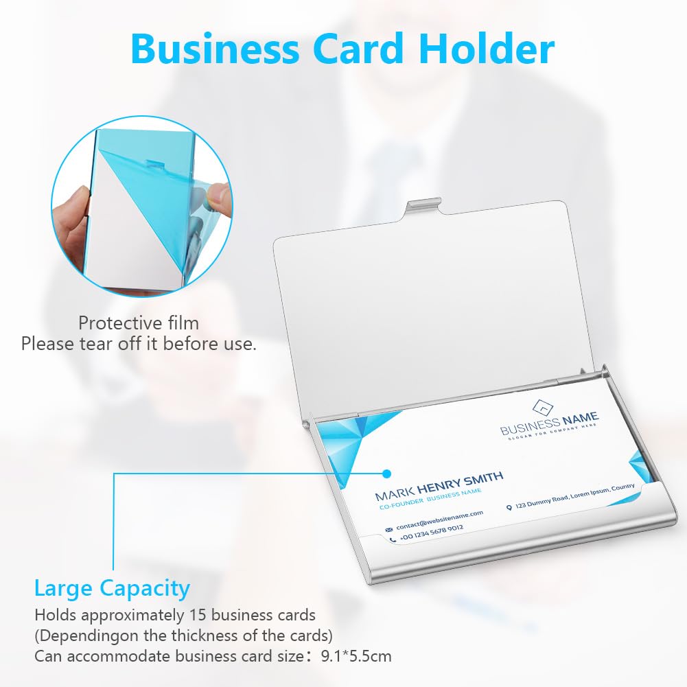 Ultra-Thin Stainless Steel Business Card Holder, Silver