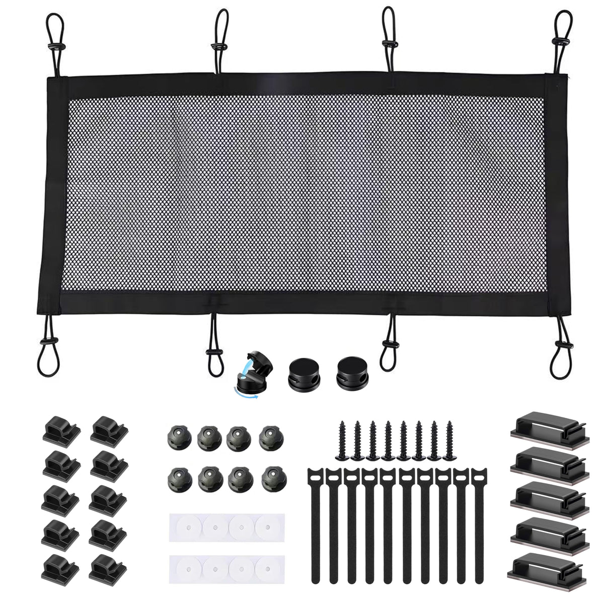 Under-desk cable management kit — 30×70 cm, flexible tray with 4 organizer types