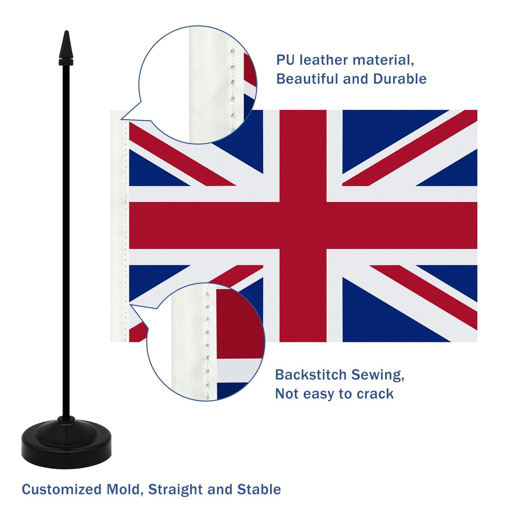 Union Jack Table Flag Set 21x14 cm with Stand Base (2 Pack)