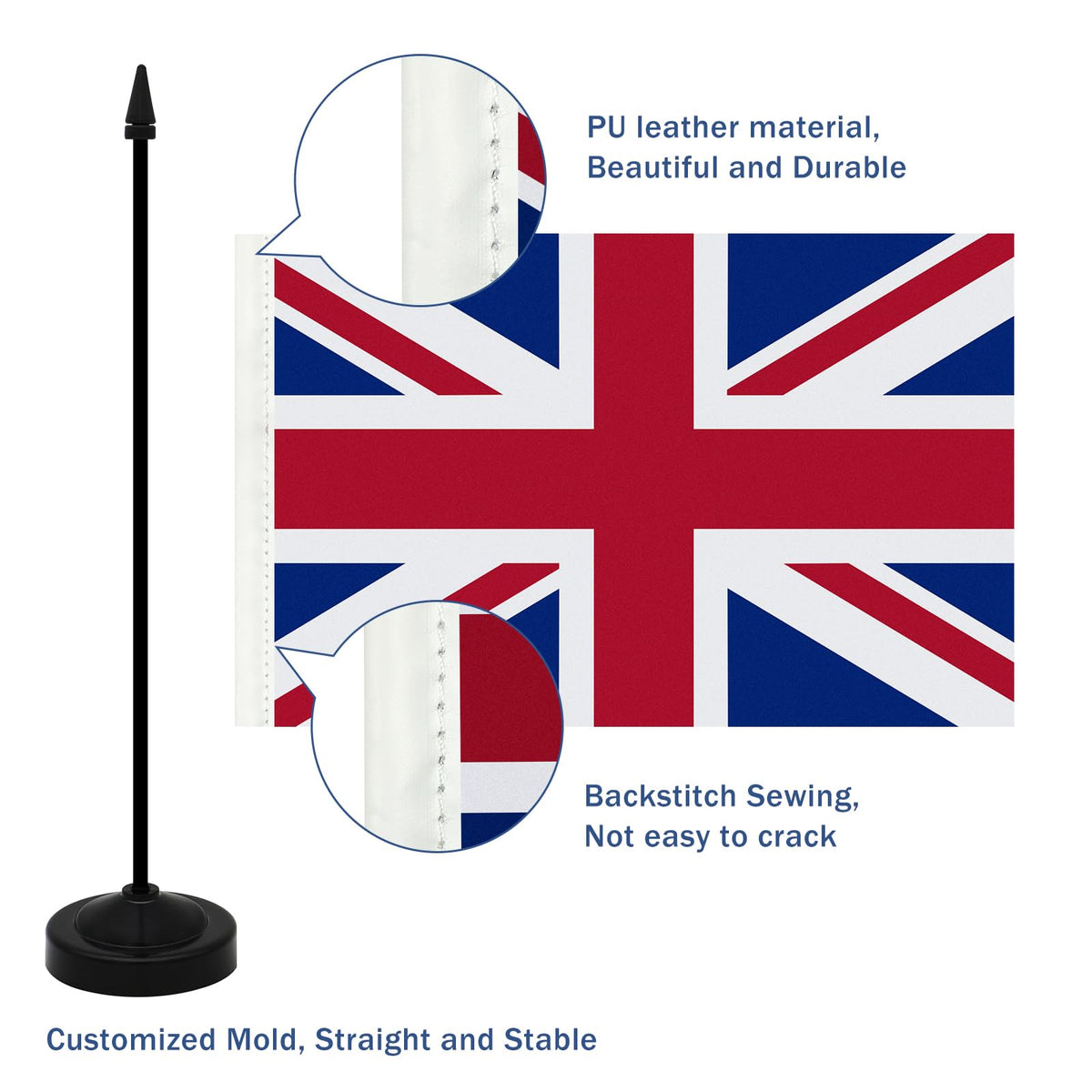 Union Jack Table Flag Set 21x14 cm with Stand Base (2 Pack)