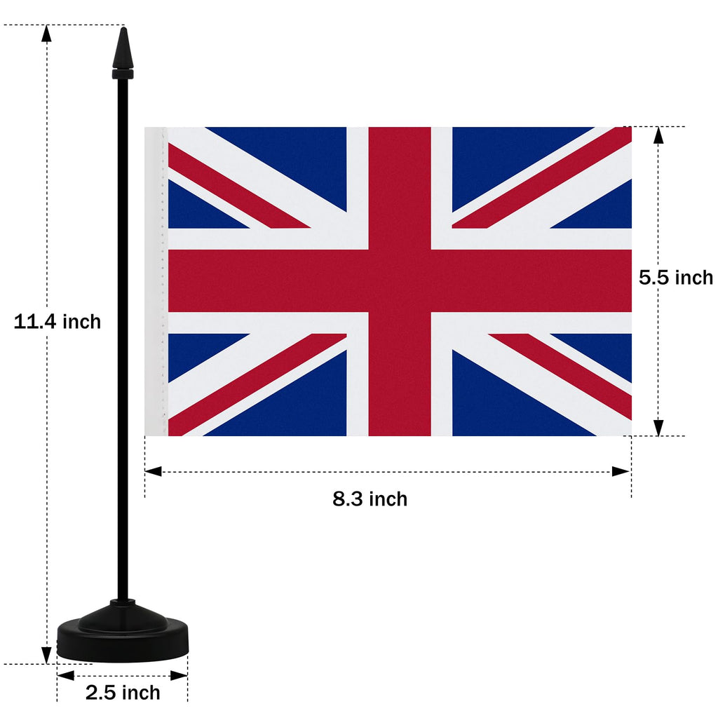 Union Jack Table Flag Set 21x14 cm with Stand Base (2 Pack)