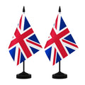 Union Jack Table Flag Set 21x14 cm with Stand Base (2 Pack)