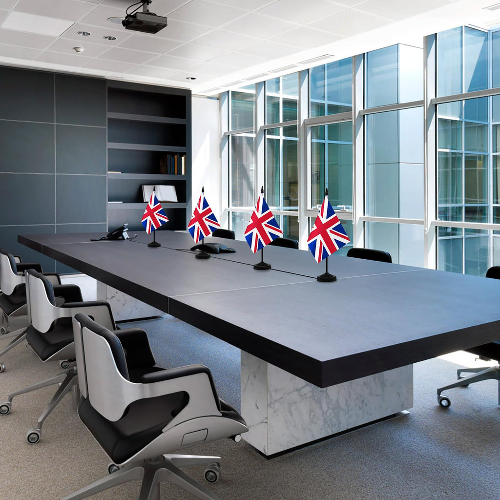 Union Jack Table Flag Set 21x14 cm with Stand Base (2 Pack)