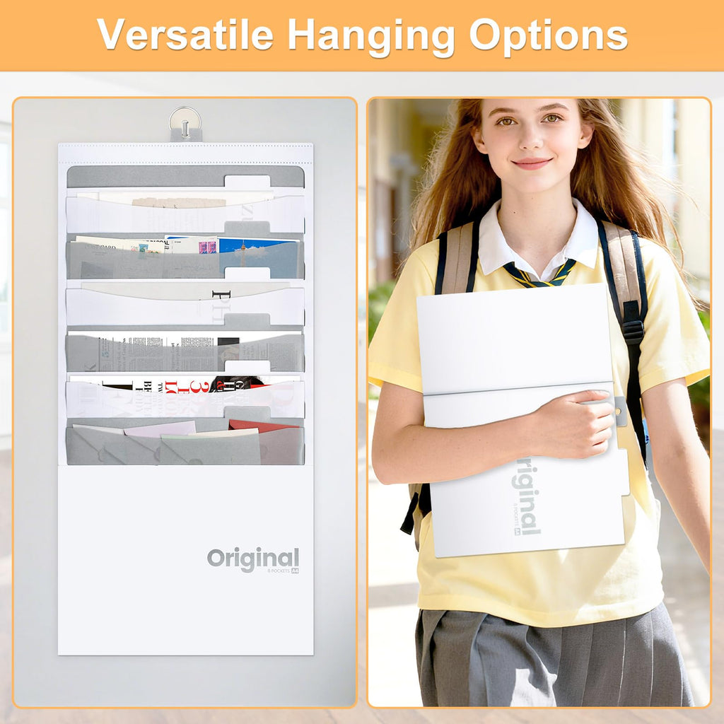 Wall File Organizer — 6-Pocket Hanging A4 File Organizer