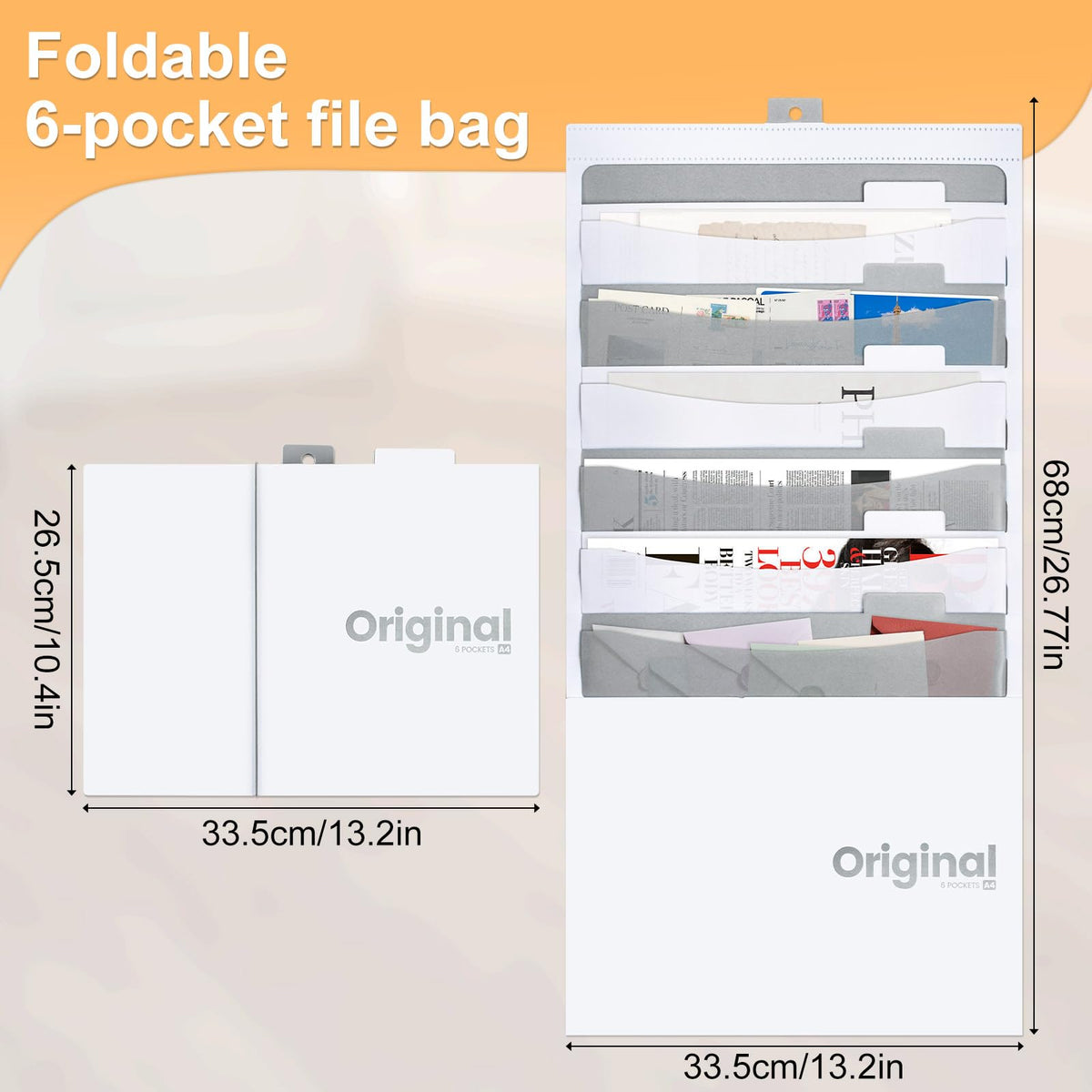 Wall File Organizer — 6-Pocket Hanging A4 File Organizer