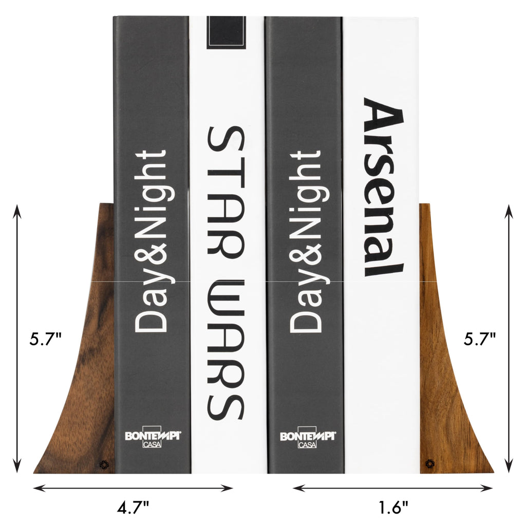 Walnut Handmade Wooden Bookends for Shelves