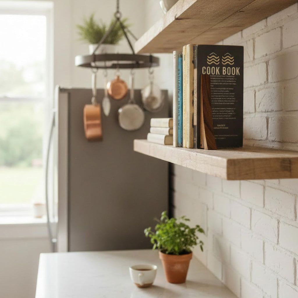 Walnut Handmade Wooden Bookends for Shelves