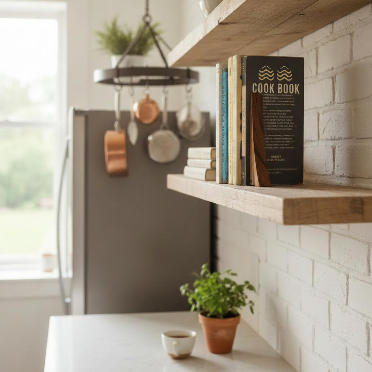 Walnut Handmade Wooden Bookends for Shelves