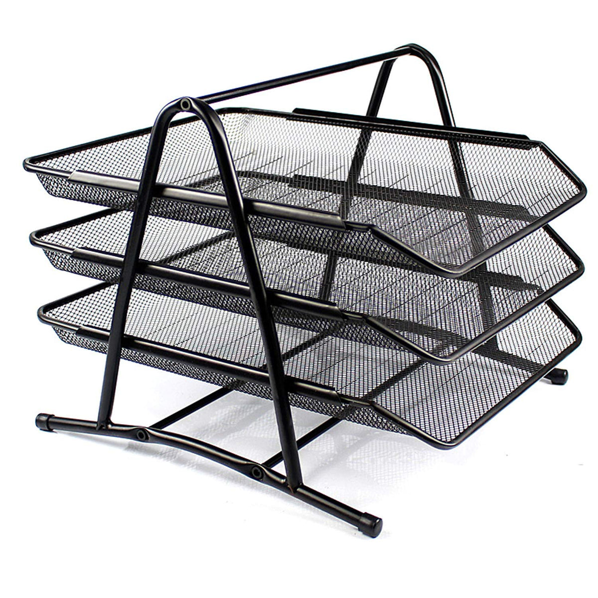 Wire Mesh 3-Tier Stackable A4 Letter Tray – Black