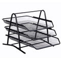 Wire Mesh 3-Tier Stackable A4 Letter Tray – Black