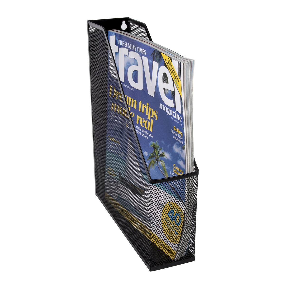 Wiremesh Magazine Rack, Steel Desk File & Magazine Holder, Black