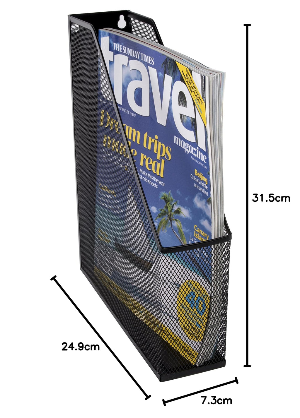 Wiremesh Magazine Rack, Steel Desk File & Magazine Holder, Black