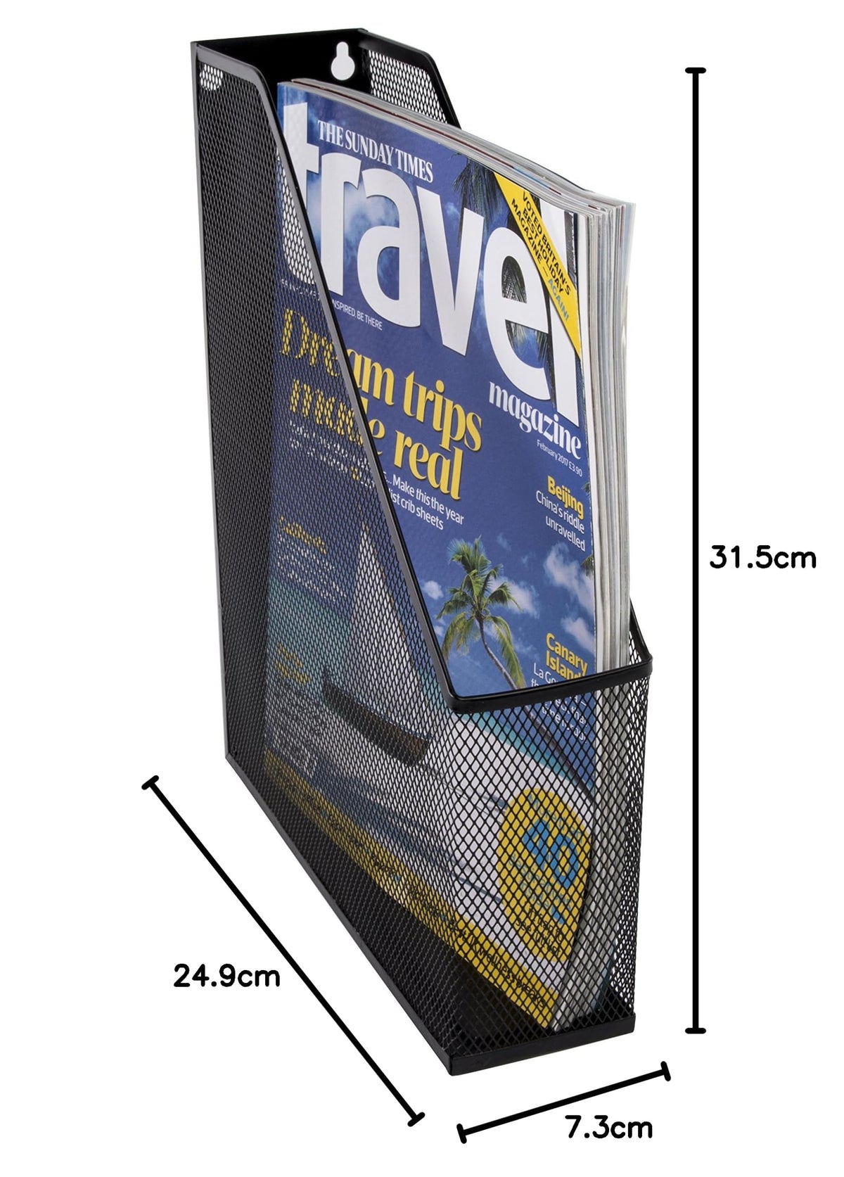 Wiremesh Magazine Rack, Steel Desk File & Magazine Holder, Black