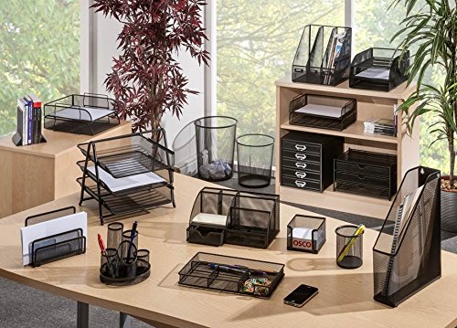 Wiremesh Magazine Rack, Steel Desk File & Magazine Holder, Black