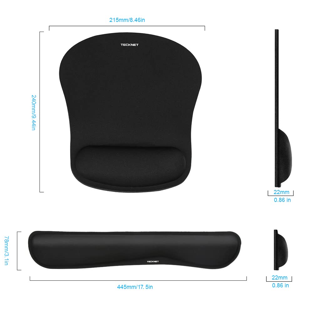 Wrist Rest Mat – Keyboard and Mouse Support Pad Set, Black