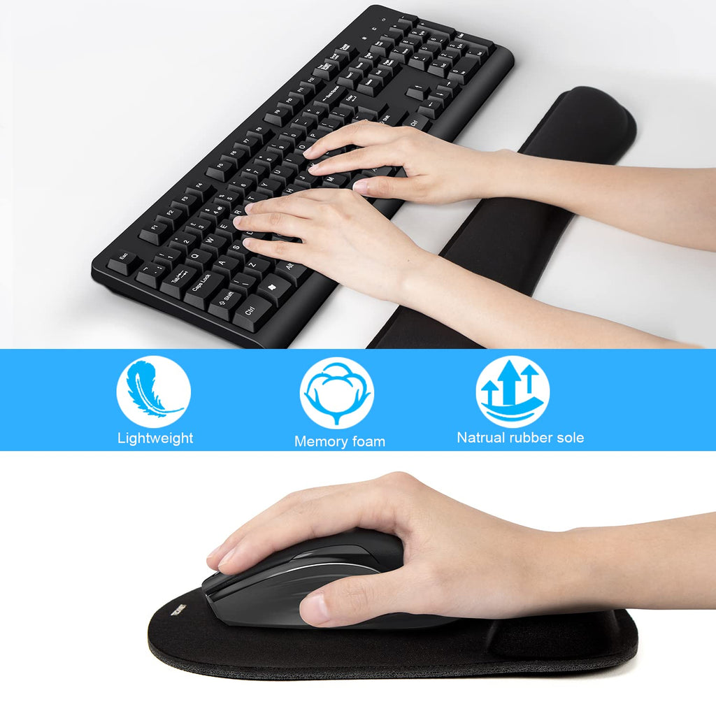 Wrist Rest Mat – Keyboard and Mouse Support Pad Set, Black